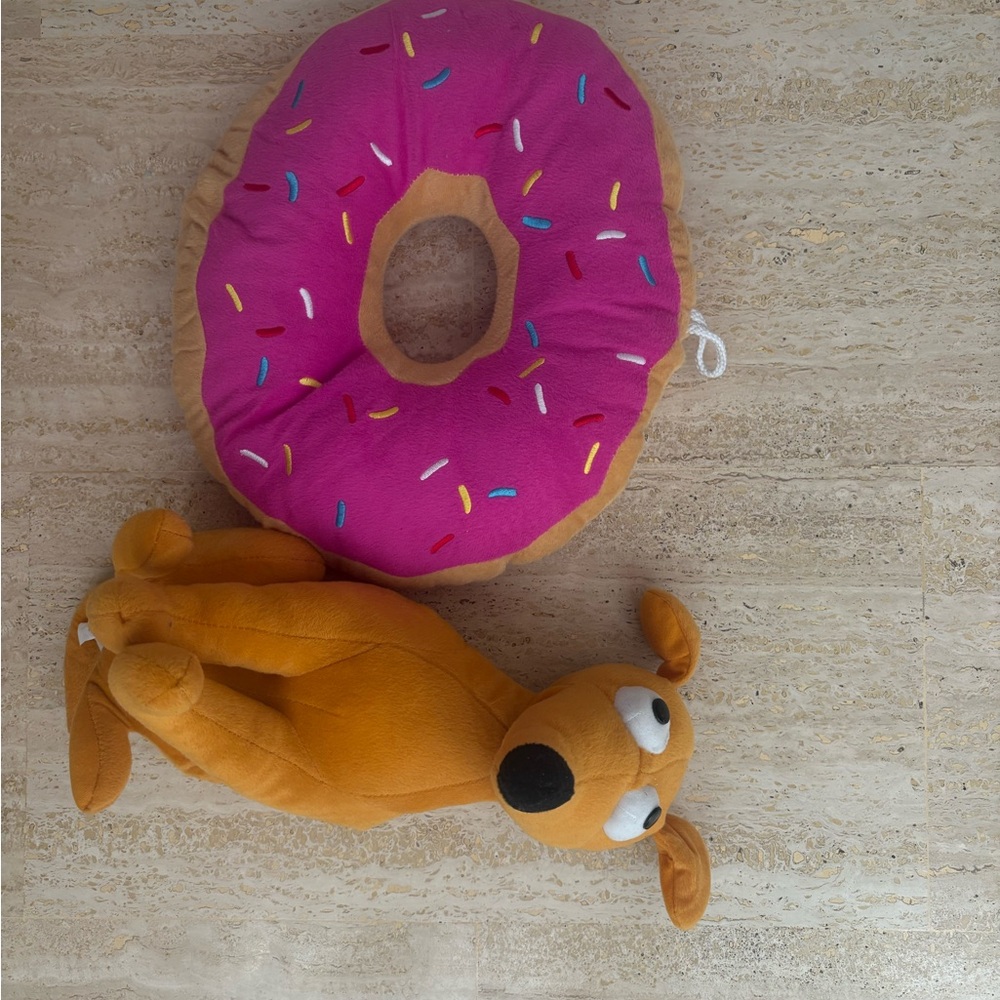 Universal Studios The Simpsons Donut and Santa’s little helper dog plush bundle